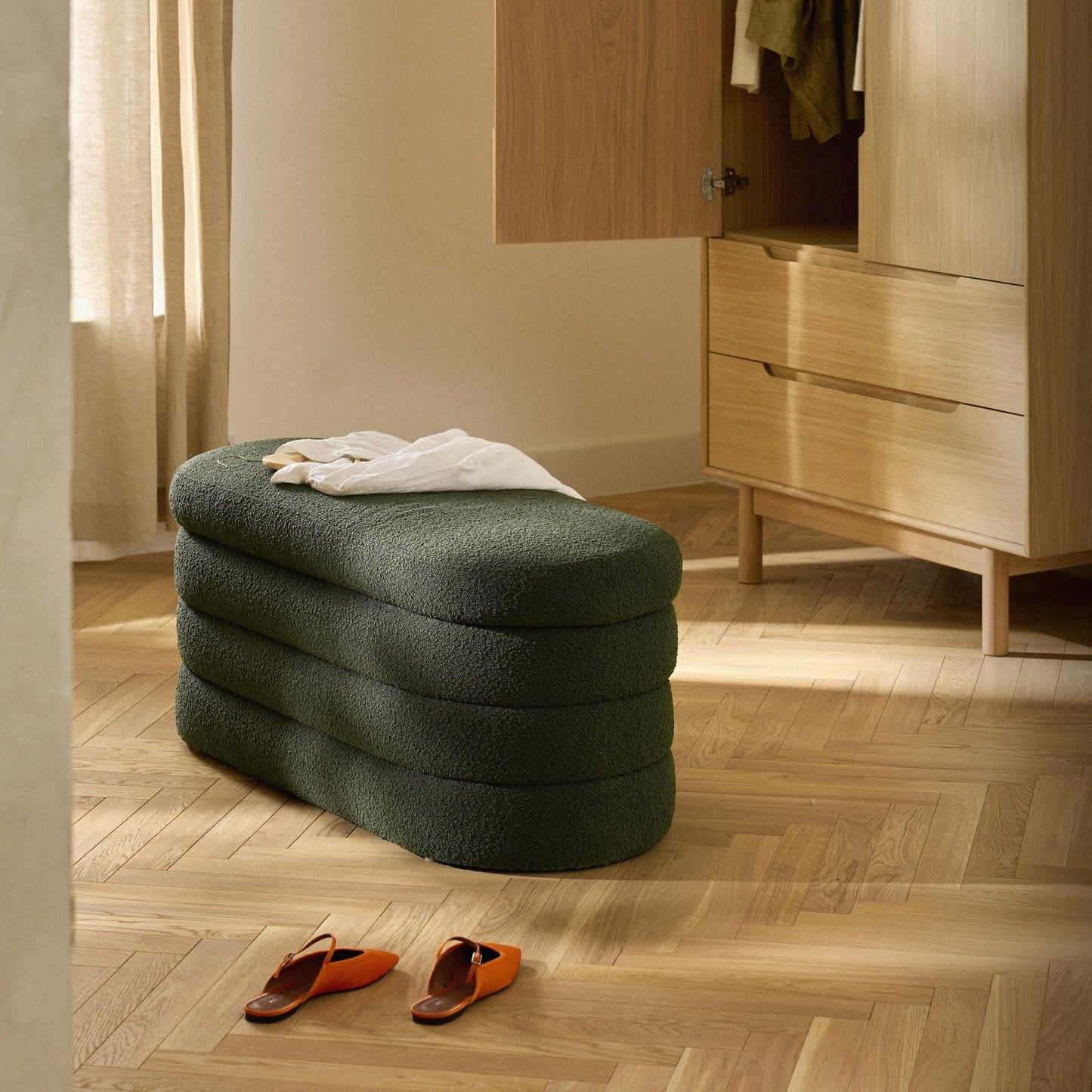Banquette en bouclette avec rangement Alto
