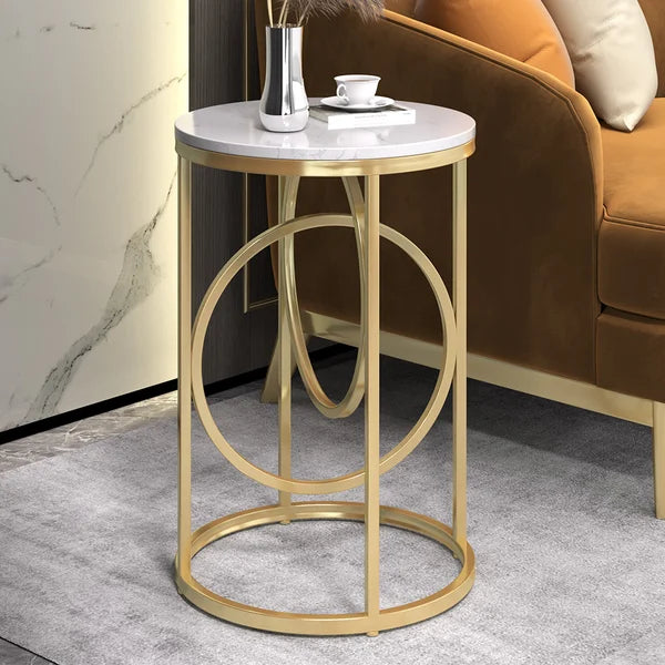 Table d'appoint ronde en effet marbre