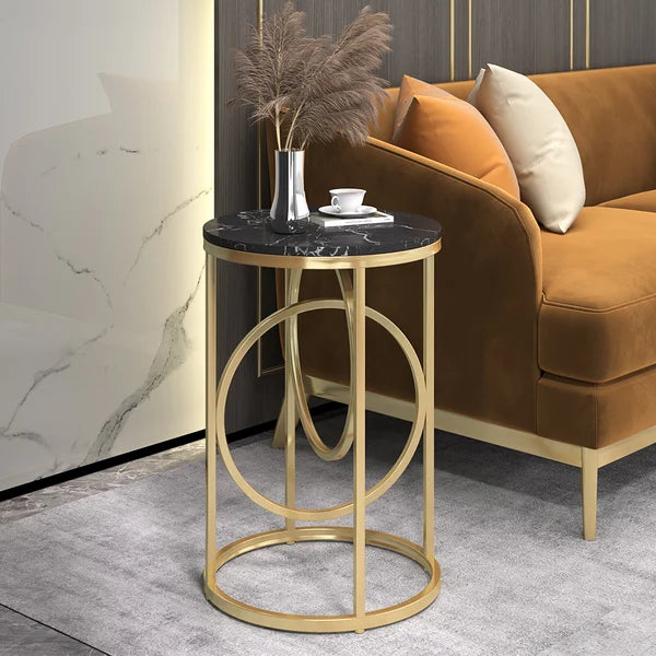 Table d'appoint ronde en effet marbre