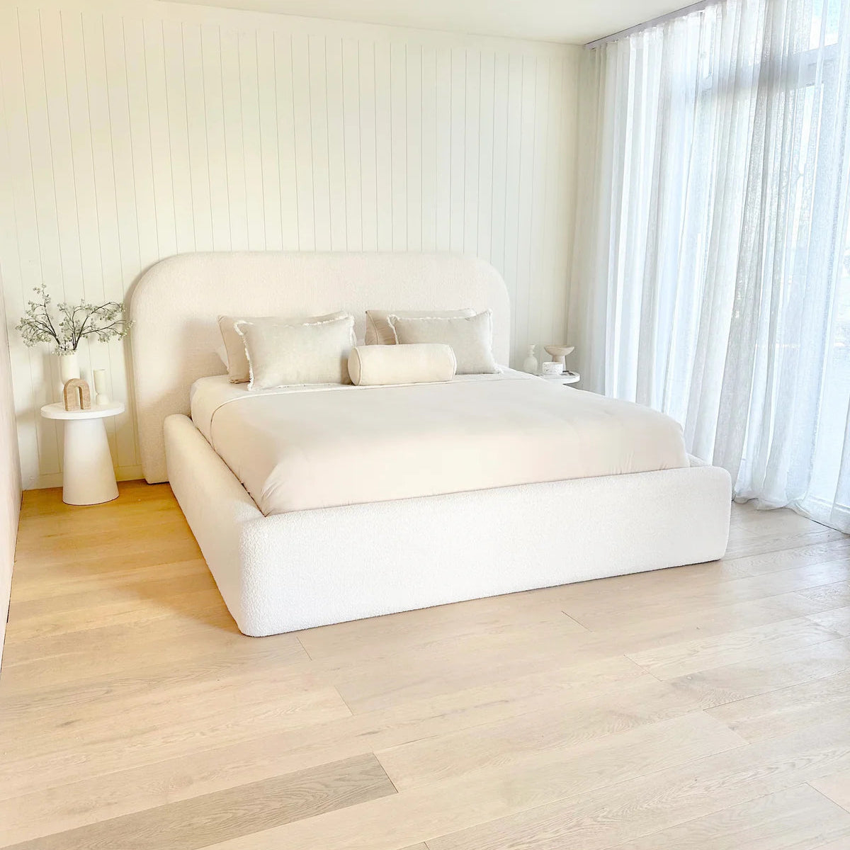 Lit design bouclette blanc