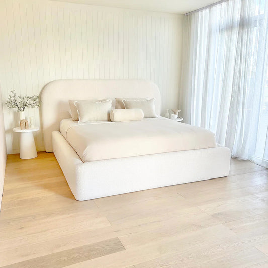 Lit design bouclette blanc