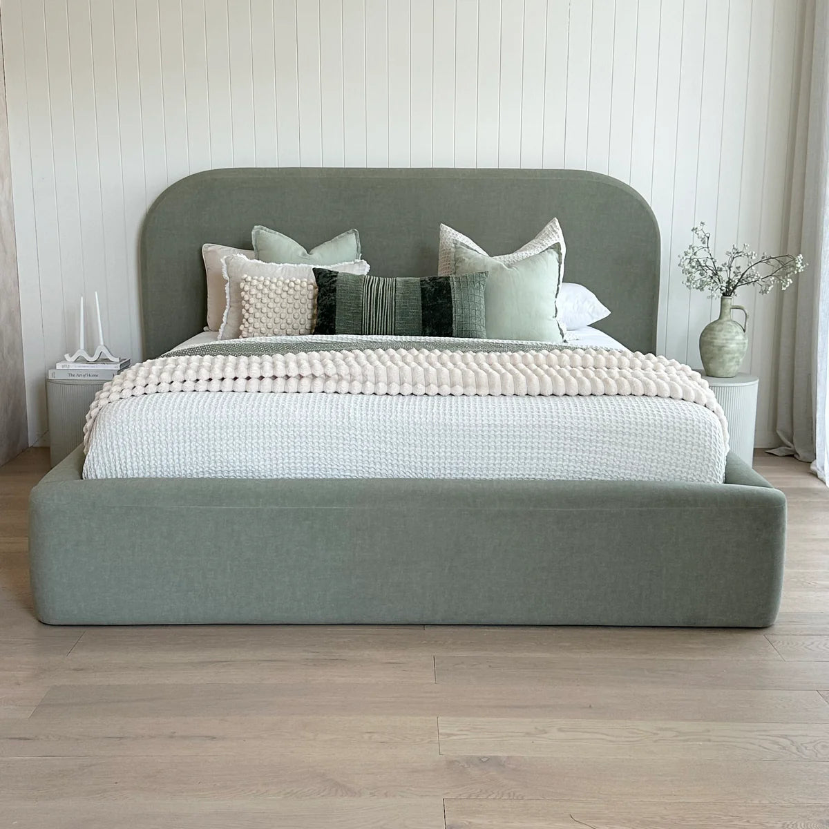 Lit design bouclette blanc
