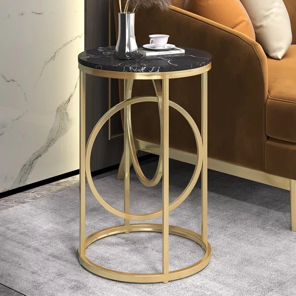 Table d'appoint ronde en effet marbre