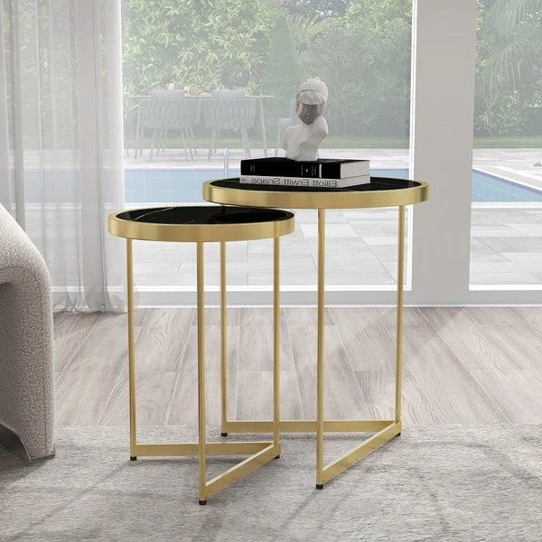 Table d'appoint moderne en effet marbre