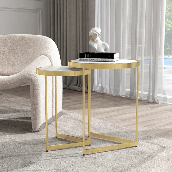 Table d'appoint moderne en effet marbre