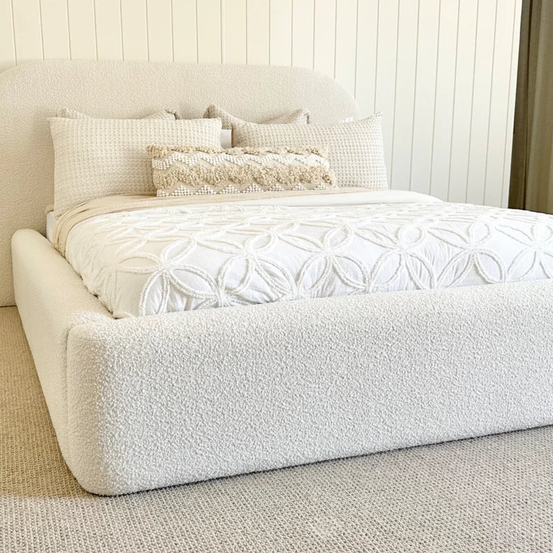 Lit design bouclette blanc