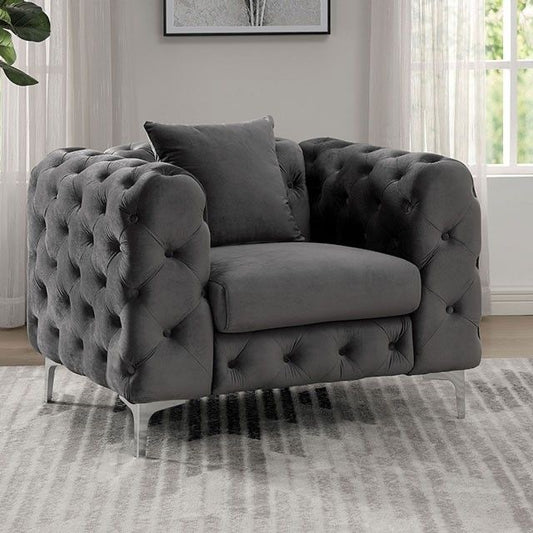 Fauteuil chesterfield en velours