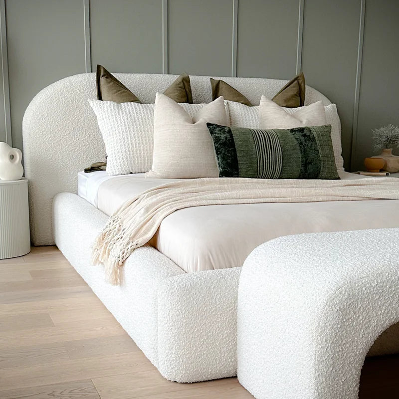 Lit design bouclette blanc