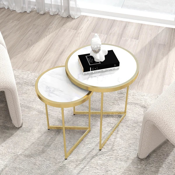 Table d'appoint moderne en effet marbre