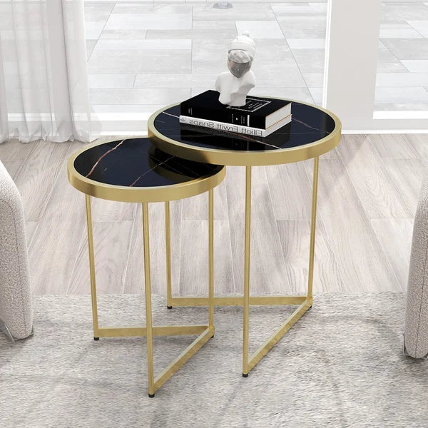 Table d'appoint moderne en effet marbre