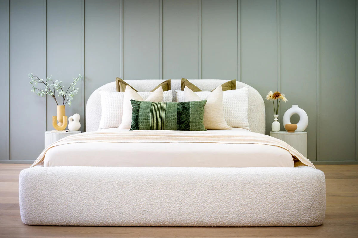 Lit design bouclette blanc