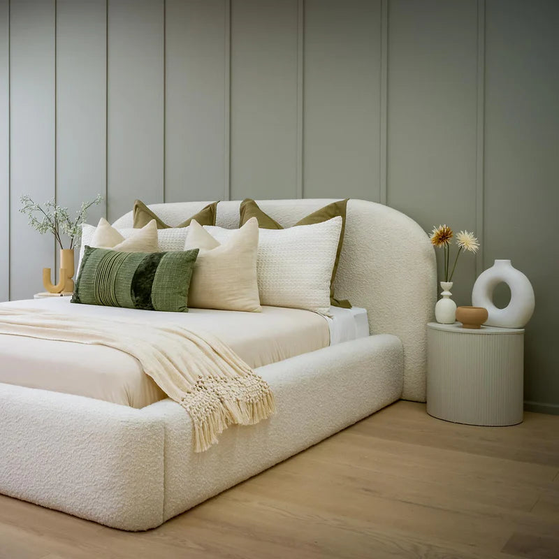 Lit design bouclette blanc