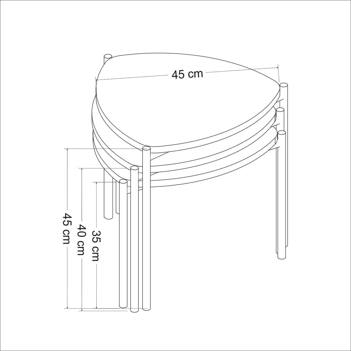 Ensemble de 3 tables basses gigognes